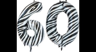 Folieballon 60 jaar zebra 86cm