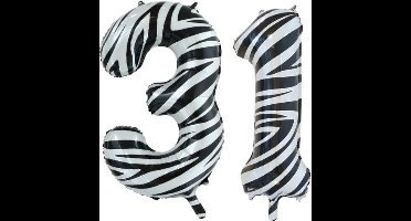 Folieballon 31 jaar zebra 86cm