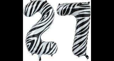 Folieballon 27 jaar zebra 86cm
