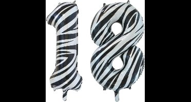 Folieballon 18 jaar zebra 86cm