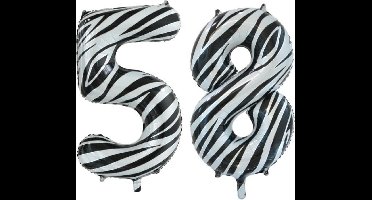 Folieballon 58 jaar zebra 86cm