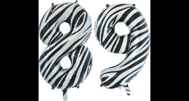 Folieballon 89 jaar zebra 86cm
