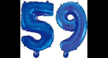 Folieballon 59 jaar blauw 86cm