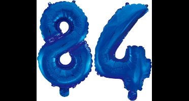 Folieballon 84 jaar blauw 86cm