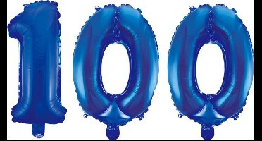 Folieballon 100 jaar blauw 86cm