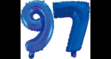 Folieballon 97 jaar blauw 86cm