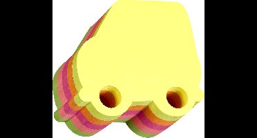 Stick'n Memokubus - 70x70mm - Auto met Pennengat - Neon Kleuren - 400 sticky notes