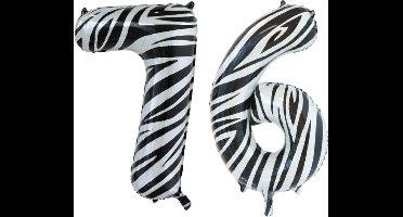 Folieballon 76 jaar zebra 86cm