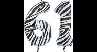 Folieballon 61 jaar zebra 86cm