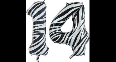 Folieballon 14 jaar zebra 86cm