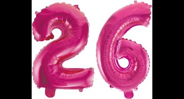 Folieballon 26 jaar roze 41cm