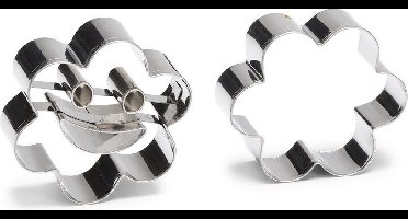 uitsteekvormen Bloem 6 cm RVS zilver 2-delig