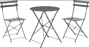 ProGarden - 3-delige - Bistroset - mat - donkerantracietkleurig