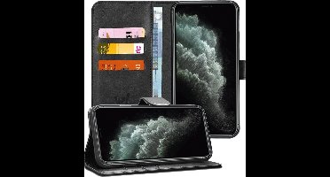 Hoesje geschikt voor iPhone 11 Pro - Book Case Kunstleer Pasjeshouder Zwart