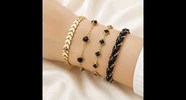 4 kleine armbanden - Vrouwen armbandjes - Goudkleurig - cadeau - verjaardag cadeau - set