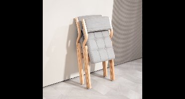 Klapstoel – Vouwstoel – Eettafelstoel – Opvouwbare Stoel – Houten Stoel – Stevig Hardhout – Comfortabel Met Grijs Kussen