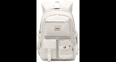 Schoolrugzak voor meisjes, laptoprugzak, schattige boekentas, collegerugzak, reisrugzak voor tieners, meisjes en studenten, Wit