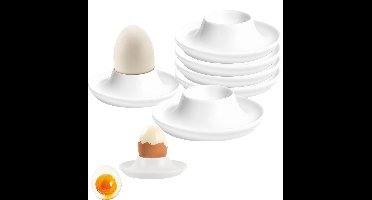 8-delige Eierdopjesset - Rond - Wit - Hoogwaardig Plastic