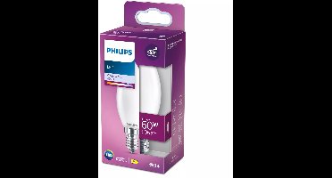 Philips LED lamp - Kaarslamp met E14 fitting - Koelwit licht: 4000K - 60W - Mat glas