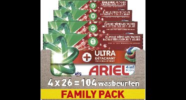 Ariel 4in1 Wasmiddel Pods +Ultra Vlekverwijderaar - 4 x 26 Wasbeurten
