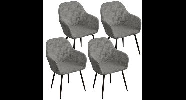 4 stuks stretch stoelhoezen met gebogen rugleuning, afneembare eetkamerstoelhoezen, wasbare bureaustoelhoezen, moderne decoratieve stoelhoezen voor kaptafels, eetkamers, kantoren en hotels, Grijs