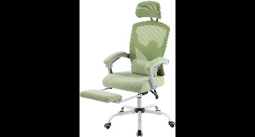 Ergonomische Bureaustoel - Stoelen - Gaming Stoel - Wipfunctie - Draaistoel - Verstelbare Hoofdsteun - Lendensteun - 125kg Draagkracht - Lichtgroen