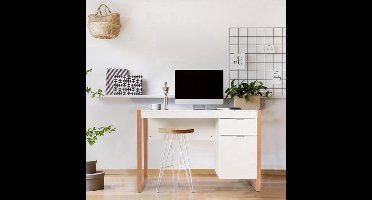 Computertafel – Bureautafel – Computerbureau – Werkbureau – Schrijftafel – Modern Wit – Met Opbergruimte – Stevig MDF Hout – Ruim Tafelblad