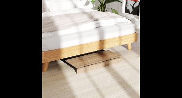 Inklapbaar Bureau – Vouwbureau – Werktafel – Laptoptafel – Mobiel Bureau – Eiken MDF Tafelblad – Stalen Frame – Wieltjes – Ruimtebesparend