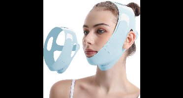 Kinbandje voor tijdens het slapen - Verstelbaar gezichtsmasker met kaaklijnversteviger van huidvriendelijke en ademende materialen (blauw)