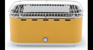 tafel bbq Carlo houtskool barbecue met draagtas, geschikt voor 6 personen, Sunshine Yellow 44x33x21cm
