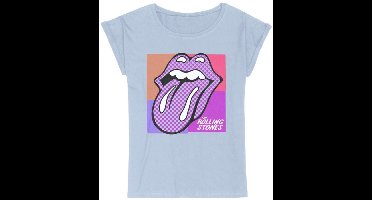 The Rolling Stones Pop Squares Dames T-shirt - lichtblauw - M