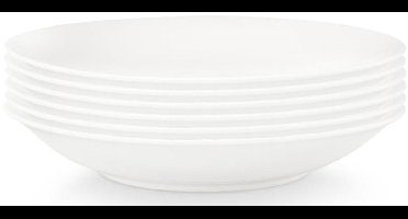 vtwonen Pastaborden - Serviesset - Wit - Diepe Borden - Bordenset van 6 - 25.5cm
