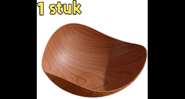 1 stuk - Fruitschaal - Verdikt - Kersenhout - Groot - Fruitschaal met houtnerf-imitatie, draagbaar, modern dinerbord, geschikt voor het serveren van koekjes, keukentafel - 24,5 x 9.5 cm - Walnootkleur