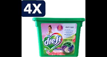 4 x Dreft - Wasmiddelcapsules 4in1 - Witte en Gekleurde Was - Vleugje Roze - 16 Wasbeurten