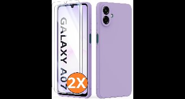Hoesje geschikt voor Samsung Galaxy A07 5G Hoesje siliconen Lila zacht siliconen hoesje TPU - met Samsung A07 Screenprotector - 2 stuks