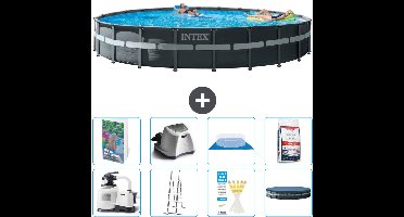 Intex Rond Ultra XTR Frame Zwembad - 732 x 132 cm - Inclusief Pomp - Ladder - Grondzeil - Afdekzeil - Zoutwatersysteem - Zwembadzout - 9-delig