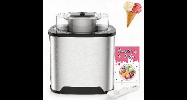 IJsmachine Krachtige 2L Capaciteit Voor Romig Softijs Thuis – IJsmaker Snel en Eenvoudig Zelf IJs, Sorbet en Yoghurt Maken – Softijs Machine Voor Thuis Met Stijlvol RVS Design in Zilver