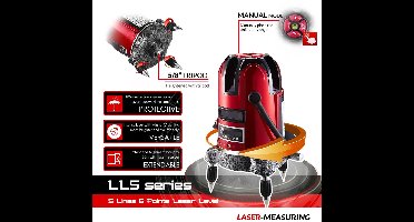 Laser Level - Zelfnivellerend - 5-lijns - 6-punts - Rood laserwaterpas - Zelfnivellerend - Hogere zichtbaarheid, nauwkeurig - Horizontale en verticale aanpassing - Zonder statief - Rood