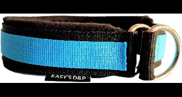 Sliphalsband - Maat S - 3 cm breed - Zwart - Licht blauw - Halfcheck halsband - Anti trek halsband - Honden halsband - Sterke rassen - Zeer sterk