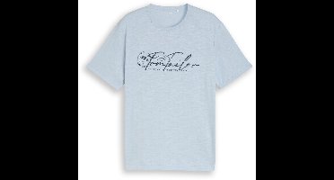 Tom Tailor - T-shirt met logoprint - Maat L - light blue grey