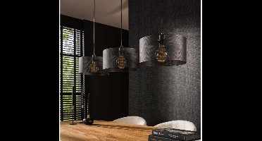Hanglamp 3 Lampen - Mara Round - Artic Zwart - Metaal - Woonkamer - Keuken - LED Lichtbron - In Hoogte Verstelbaar tot 150 cm - Exclusief Lichtbron - Voedingstype Netstroom