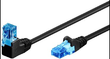 Goobay CAT 6A Patch Cable 1x 90° Angled, U/UTP, black 2 m