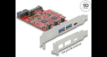 Delock PCI Express x4 Card to 1 x external USB Type-C™ female + 2 x external USB Type-A female SuperSpeed USB 10 Gbps + 1 x internal USB 5 Gbps Pin Header