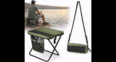 Compacte Opvouwbare Kruk met Inclusieve Draagtas, Versterkte Stalen Frame, Hoge Draagkracht, Ultralicht en Gemakkelijk mee te nemen, Geschikt voor Outdoor, Kamperen, Vissen en Festivals - groen