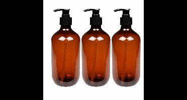 Benson zeepdispenser - zeeppompje - hervulbaar - bruin kunststof - 500ml - 3 stuks