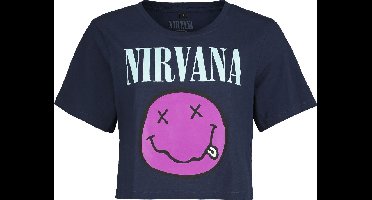 Nirvana Smiley Dames T-shirt - marineblauw - S