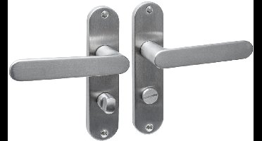 Intersteel Deurkruk Sora basic op schild ovaal 185x41mm wc 63/8 rvs