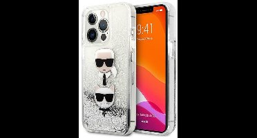 Karl Lagerfeld - Liquid Glitter Hoes - iPhone 13 Pro Max - Zilver - Hardcase