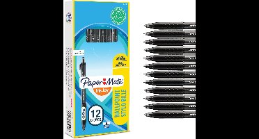 Paper Mate InkJoy 300RT-balpennen met drukknop | Medium punt (1,0 mm) | Zwart | 12 stuks