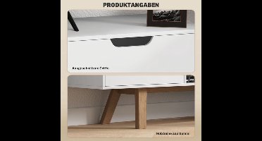 tv meubel – tv kast – tv dressoir – lowboard – mediameubel – wit – 150x39x50 cm – spaanplaat met houten poten